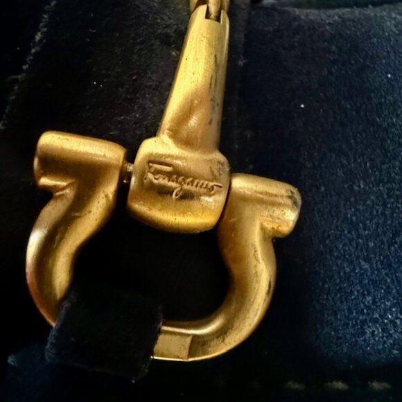 Men's SALVATORE FERRAGAMO Deep Navy Blue Suede Loafers, Gold, Sz US 9.5D, RT$795 - Picture 3 of 8